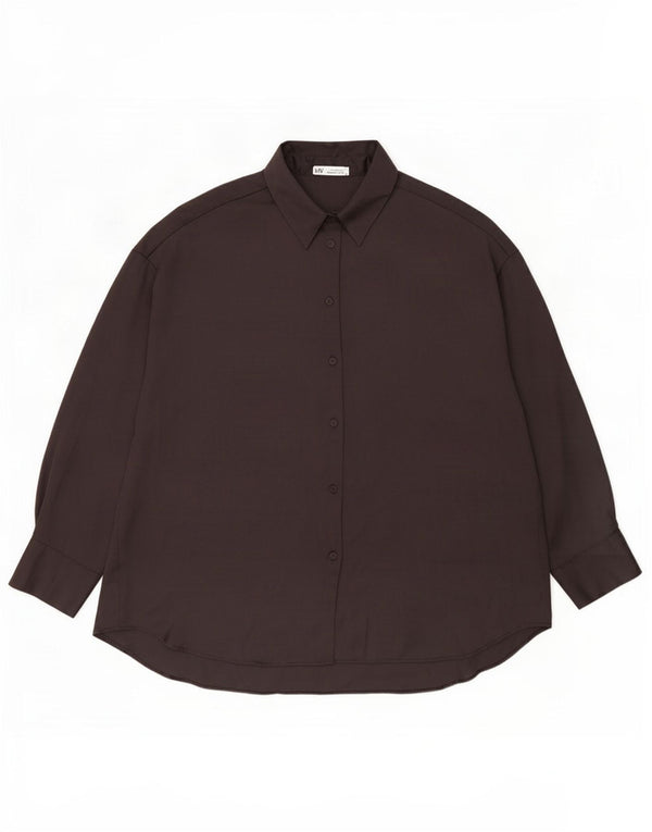 Zara Γυναικείο πουκάμισο Oversized UK 16 Large μαύρο πολυεστέρα
