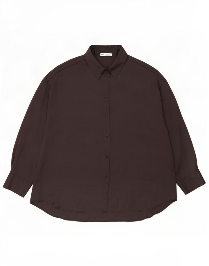 Zara Γυναικείο πουκάμισο Oversized UK 16 Large μαύρο πολυεστέρα