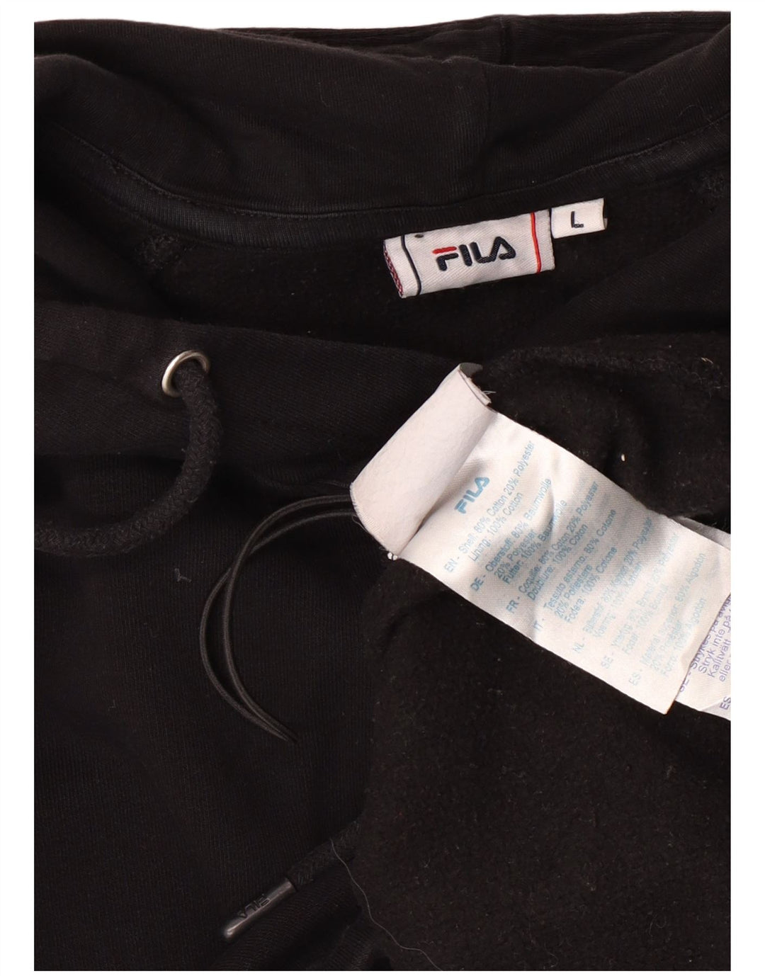 Γυναικεία FILA Oversized Crop Hoodie Jumper UK 16 Large Black Cotton