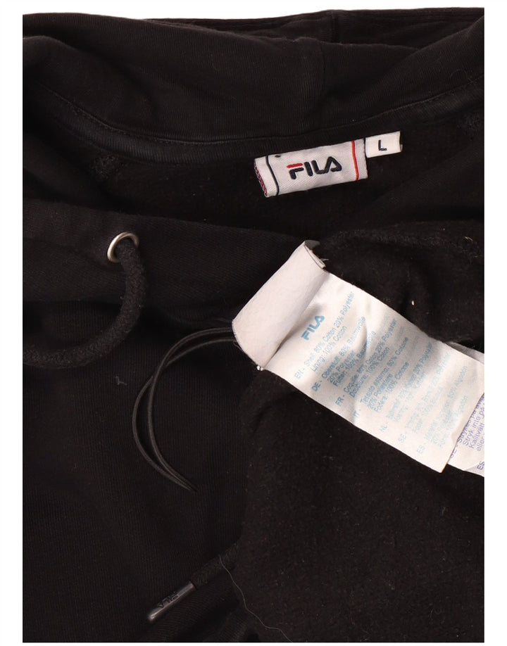 Γυναικεία FILA Oversized Crop Hoodie Jumper UK 16 Large Black Cotton