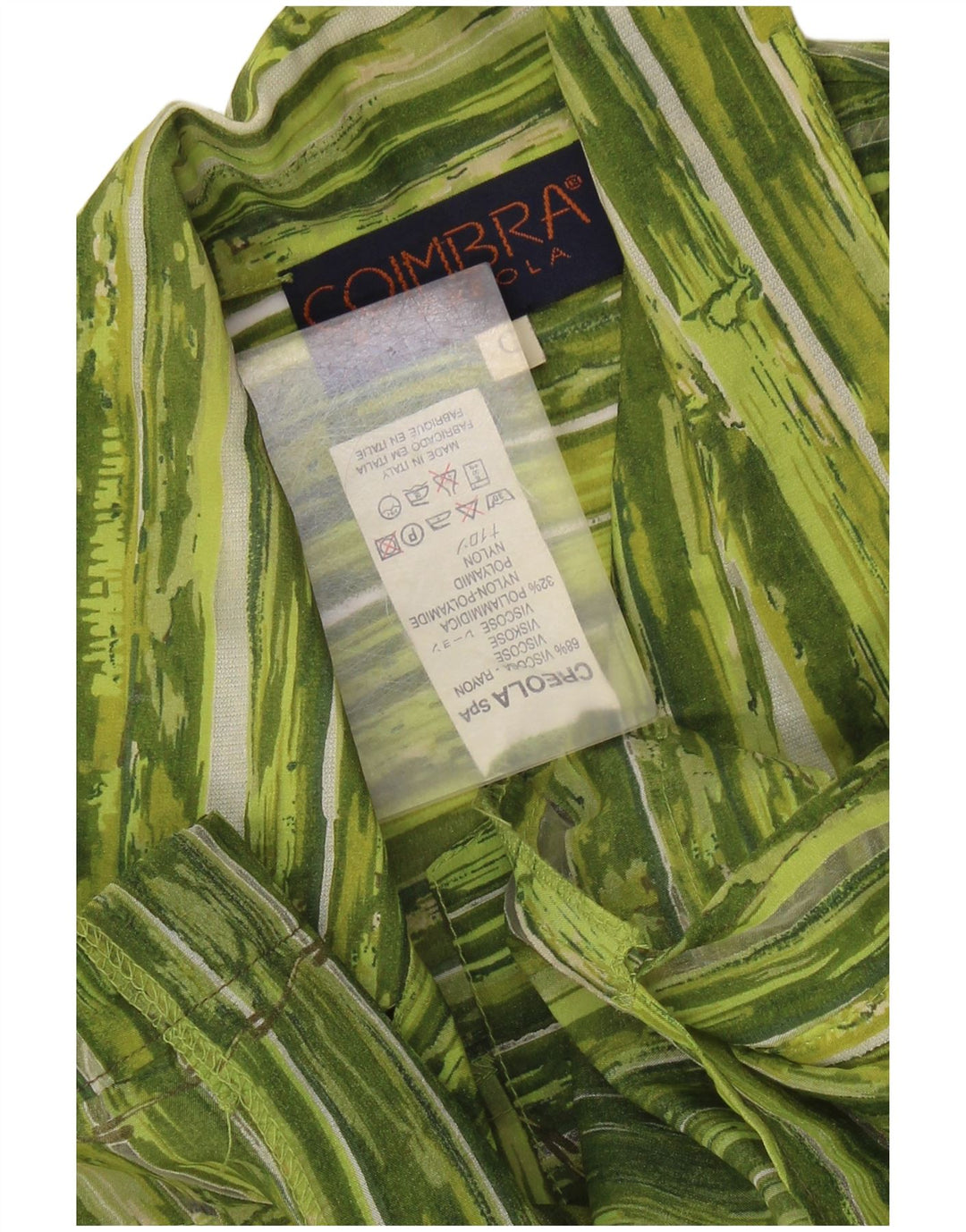 VINTAGE γυναικείο πουκάμισο 3/4 μανίκι μπλούζα UK 14 μεσαίο πράσινο ριγέ βισκόζη