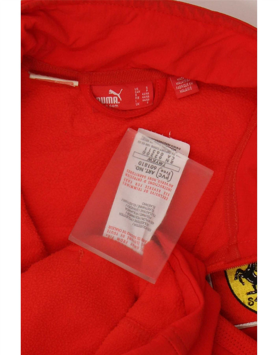 Puma Ανδρική φόρμα γραφικής φόρμας Ferrari Top Jacket Μικρό κόκκινο πολυεστέρα