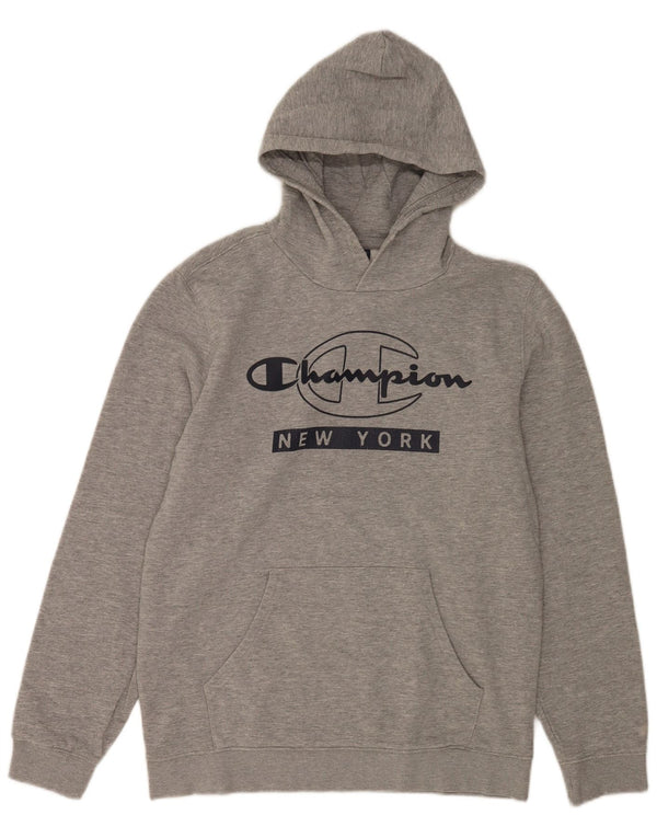 Champion Mens New York Graphic Hoodie Jumper Μεγάλο Γκρι Βαμβακερό