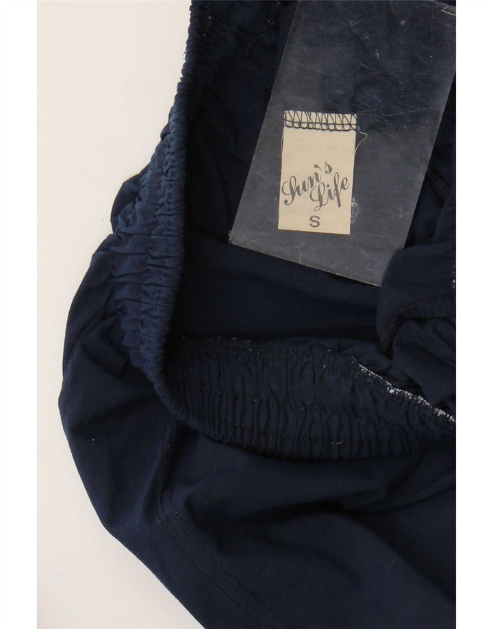 Vintage γυναικεία φόρμα UK 10 Small Navy Blue Geometric Polyamide