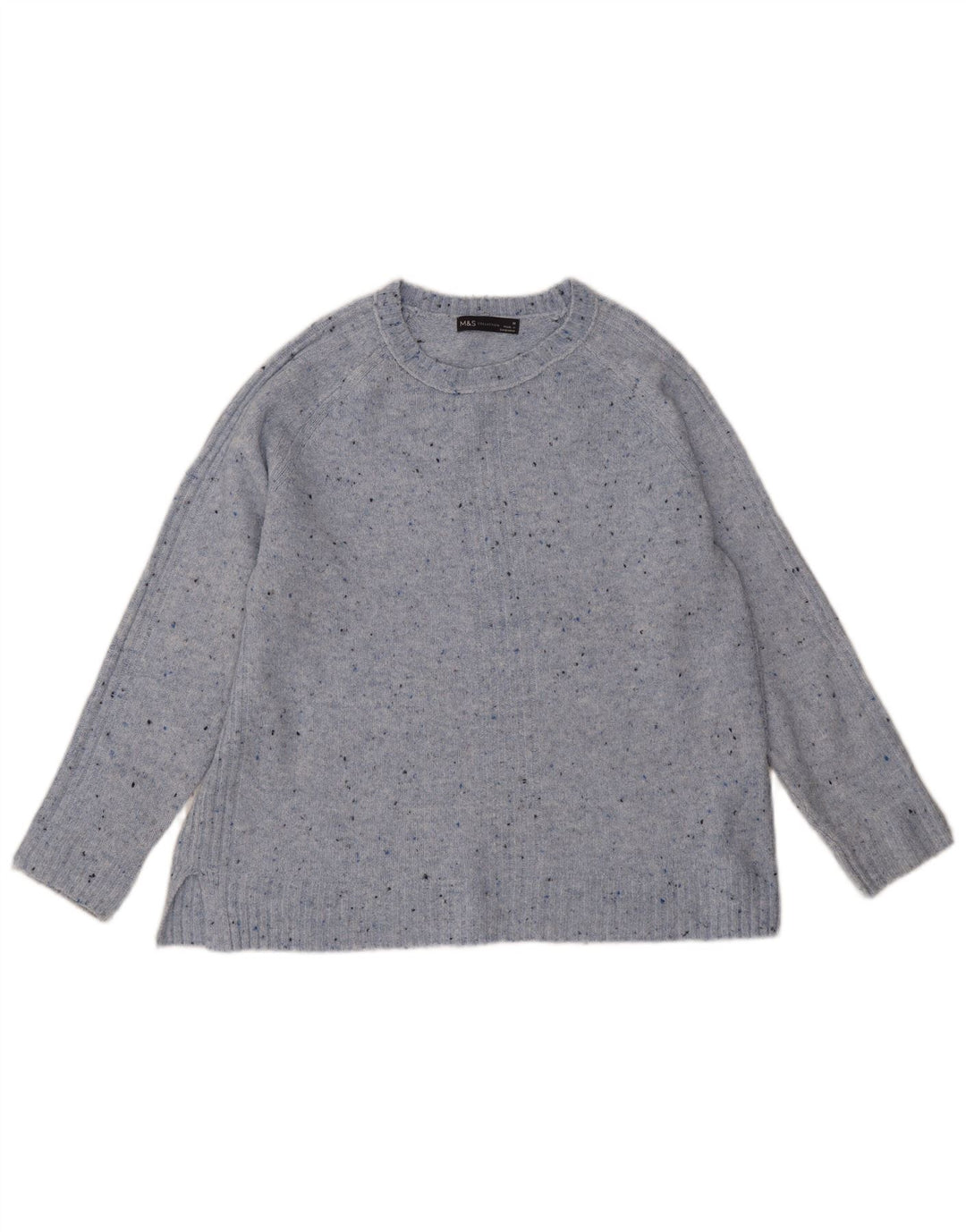 Marks & Spencer Γυναικείο πουλόβερ με λαιμό σκάφος UK 14 Medium Blue Flecked
