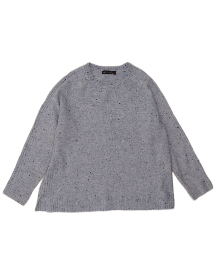 Marks & Spencer Γυναικείο πουλόβερ με λαιμό σκάφος UK 14 Medium Blue Flecked