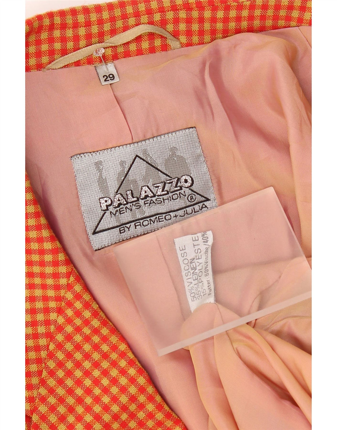 Vintage ανδρικό σακάκι με 2 κουμπιά σακάκι UK 40 μεγάλο κίτρινο Gingham Viscose