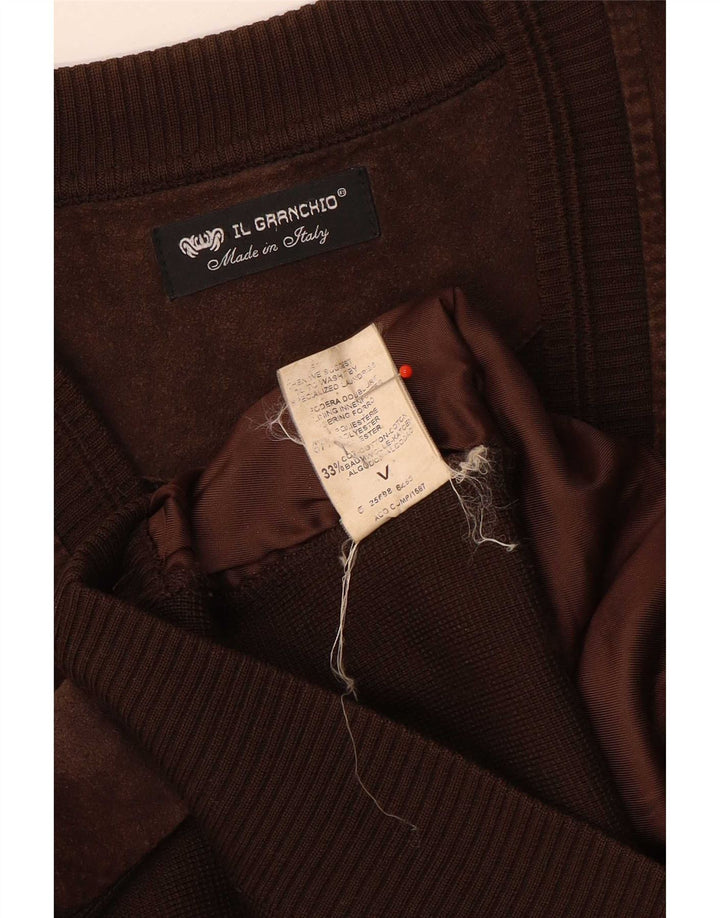 Ανδρικό πουλόβερ Il Granchio Suede Cardigan Μεγάλο Καφέ Μαλλί