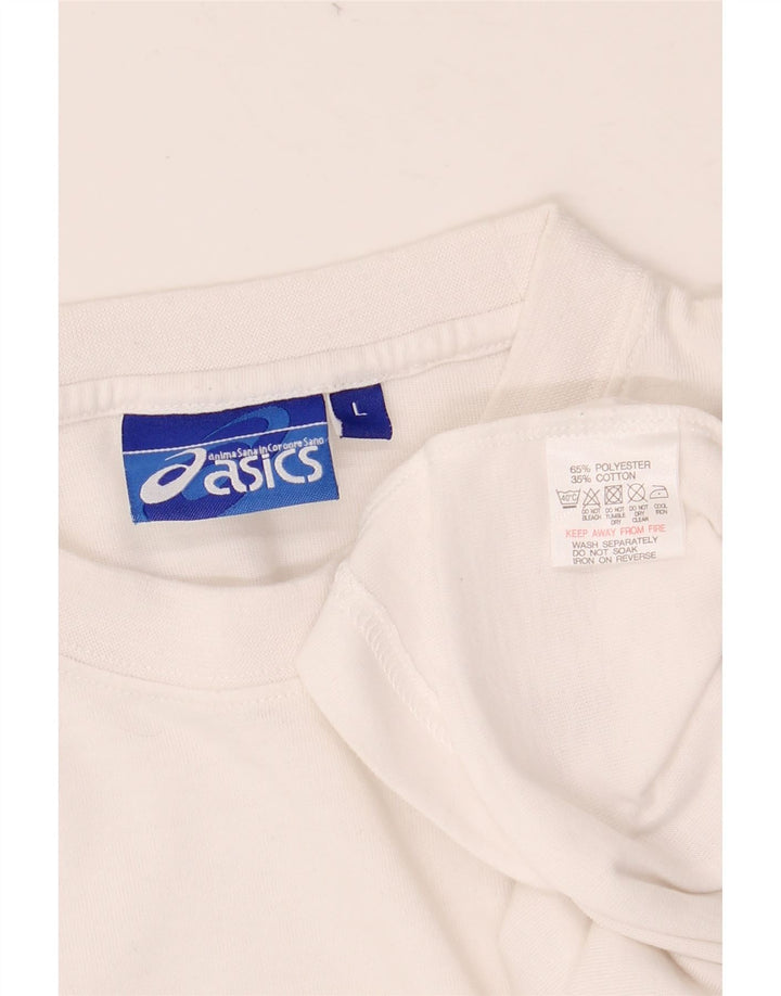 ASICS Ανδρικό T-Shirt Top μεγάλο λευκό ριγέ πολυεστέρα