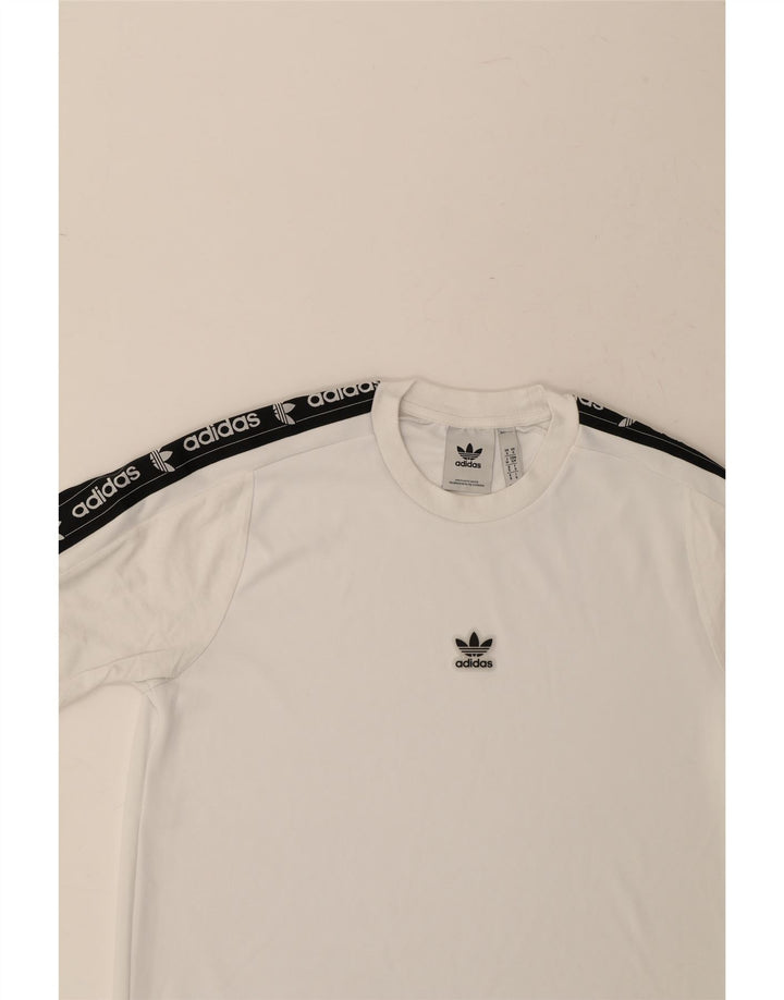 ADIDAS Mens Graphic T-Shirt Top Small White Colourblock Polyester Vintage Adidas and Second-Hand Adidas from Messina Hembry 