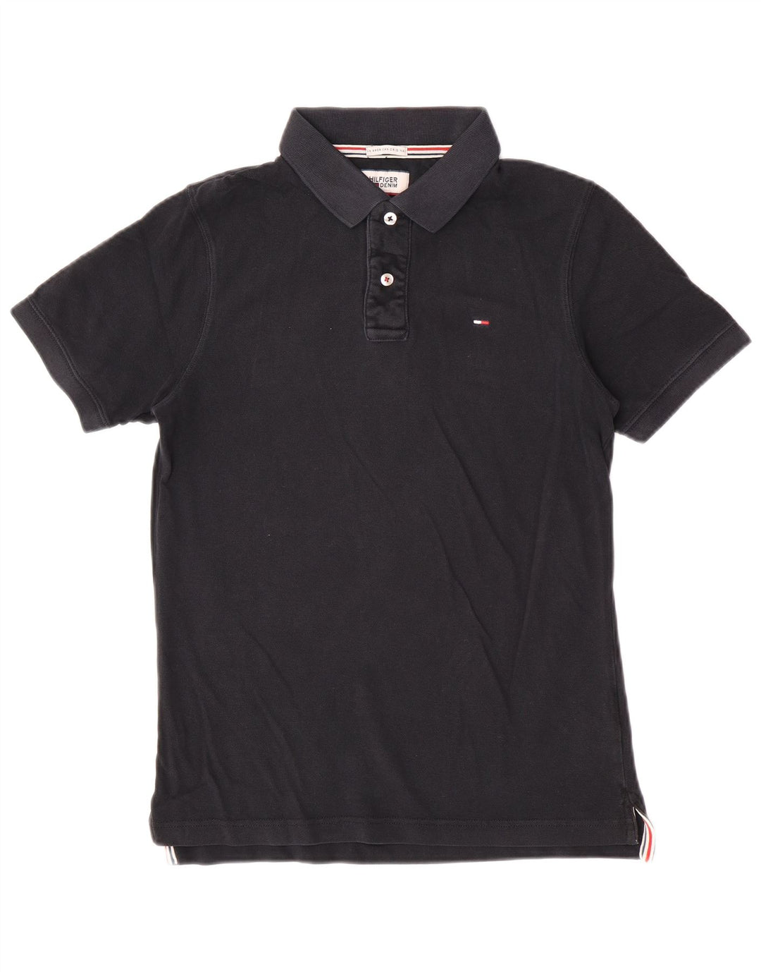 Ανδρικό μπλουζάκι πόλο Tommy Hilfiger, μεσαίο μαύρο βαμβακερό
