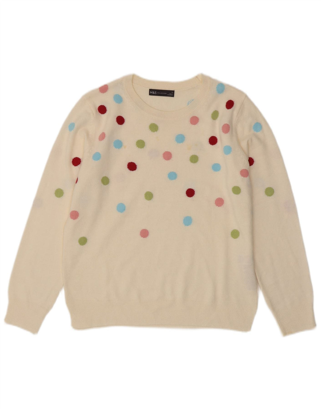 Marks & Spencer Γυναικείο πουλόβερ με λαιμόκοψη UK 12 Medium Off White