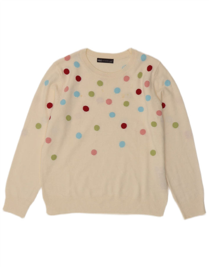 Marks & Spencer Γυναικείο πουλόβερ με λαιμόκοψη UK 12 Medium Off White