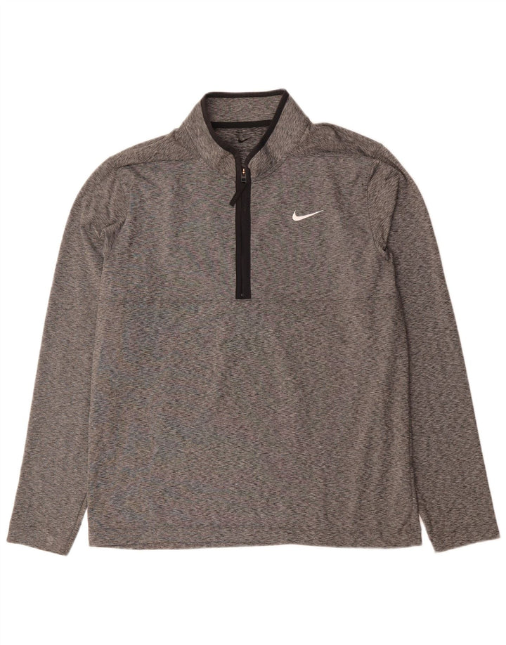 Ανδρική φόρμα Nike Dri Fit με φερμουάρ πουλόβερ με φόρμα με μεγάλο γκρι χρώμα