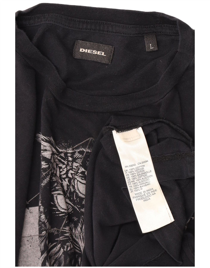 Ανδρικό γραφικό T-Shirt Diesel Top Large Navy Blue