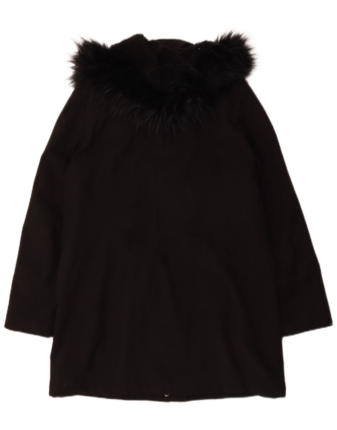 Dkny Γυναικείο παλτό Sherpa με κουκούλα UK 16 Large μαύρο πολυεστέρα