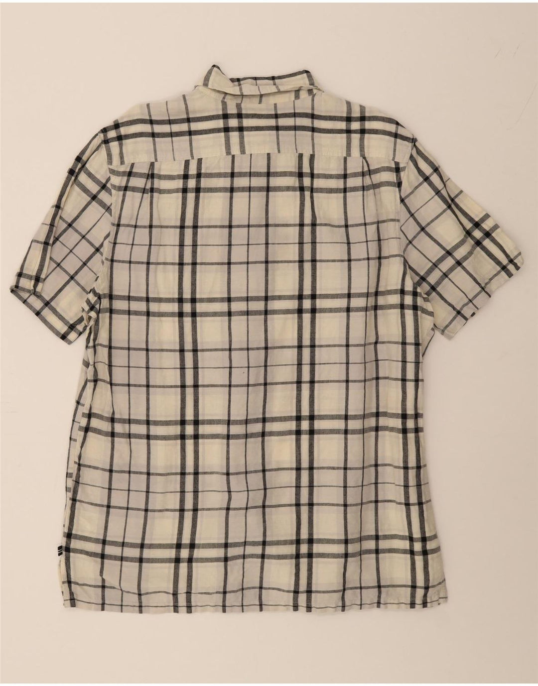 NAUTICA Mens Short Sleeve Shirt Large Off White Check Cotton Vintage Nautica and Second-Hand Nautica from Messina Hembry 