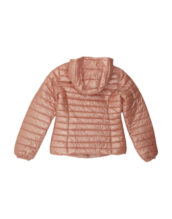 BENETTON Womens Hooded Padded Jacket UK 10 Small Pink Nylon