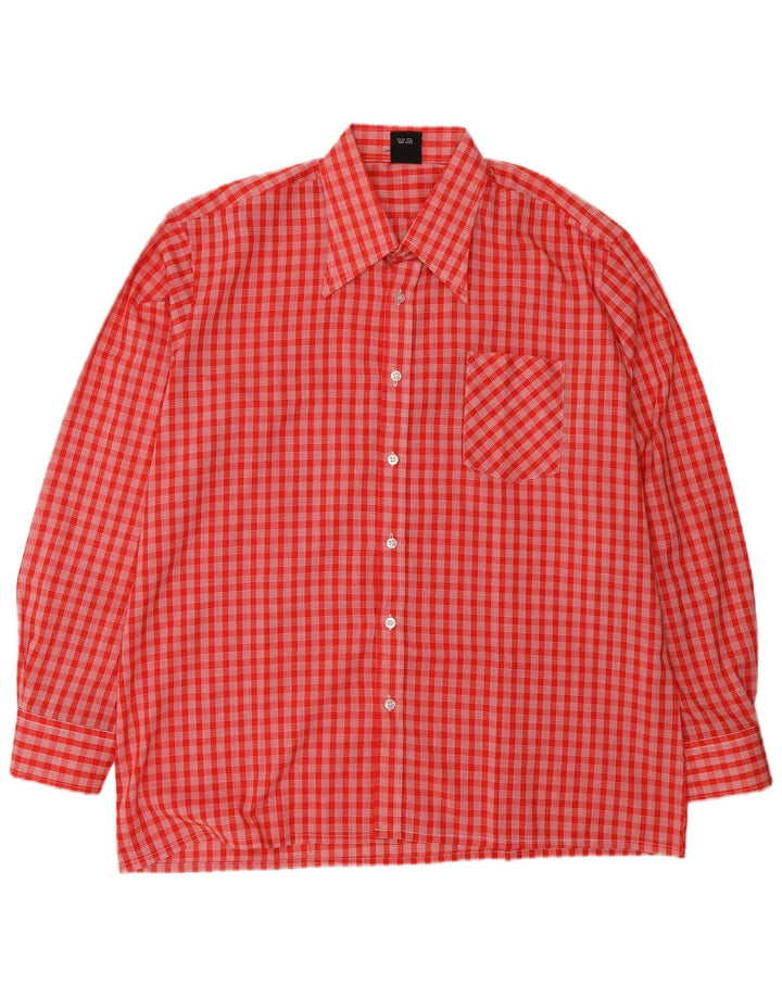 Vintage Ανδρικό πουκάμισο XL Red Check Polyester