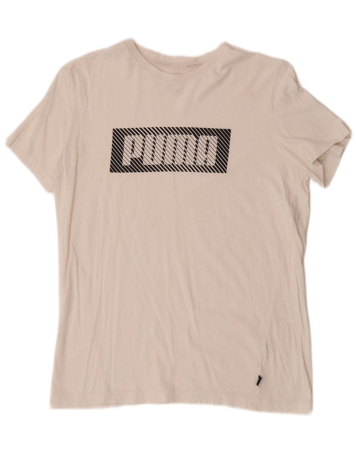 Puma Boys Graphic T-Shirt Top 13-14 Years Λευκό