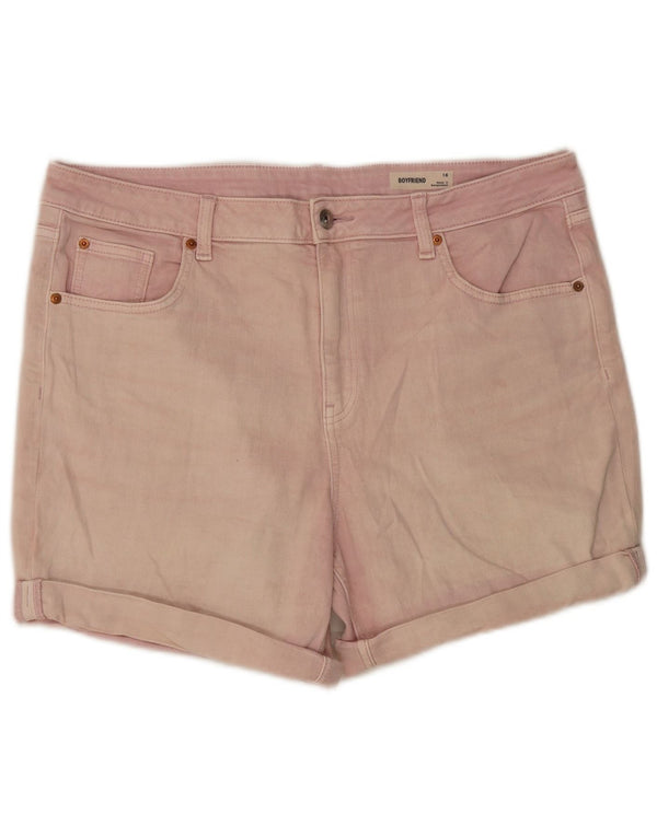 Marks & Spencer Womens Boyfriend Tie Denim Shorts UK 16 Large W40 Pink