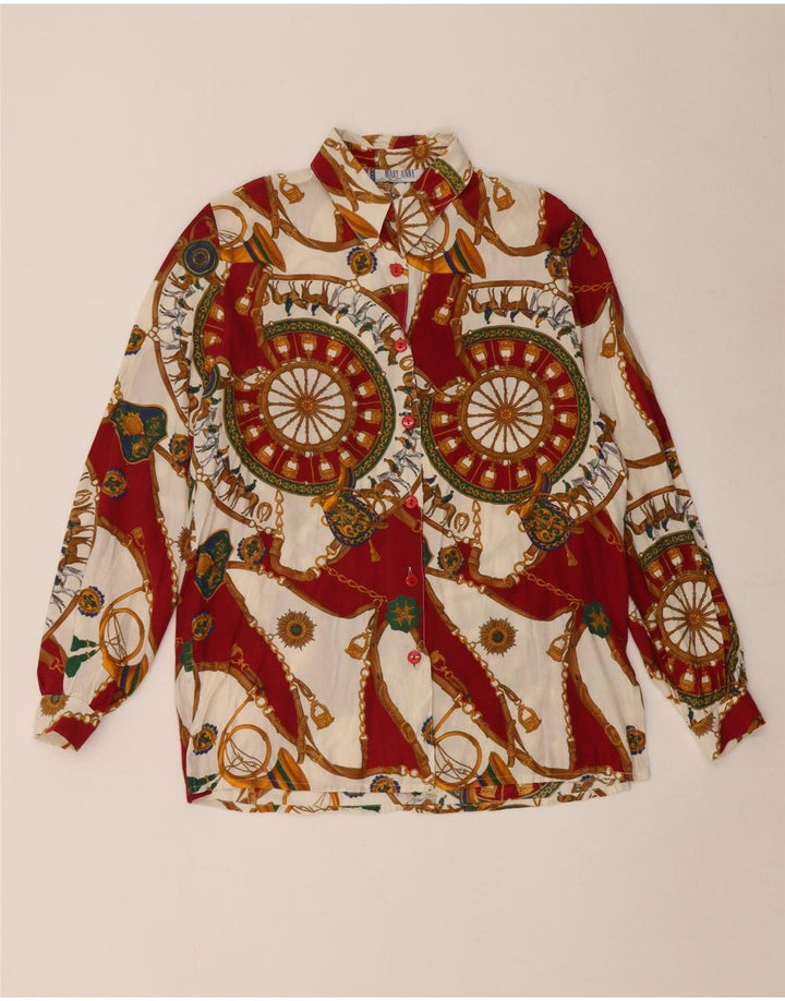 Mary Anne Γυναικείο πουκάμισο με αφηρημένο σχέδιο μπλούζα UK 14 Medium Burgundy