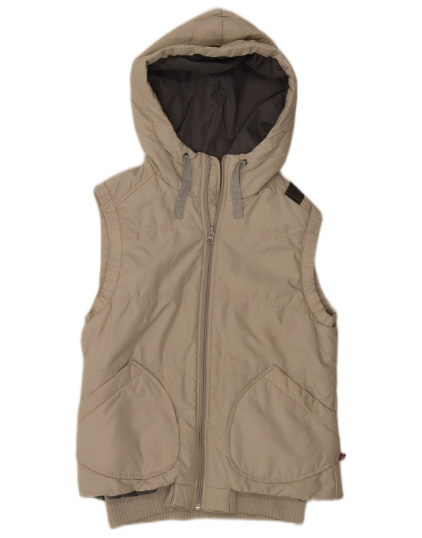 Diadora Womens Hooded Padded Gilet UK 6 XS Beige Polyamide