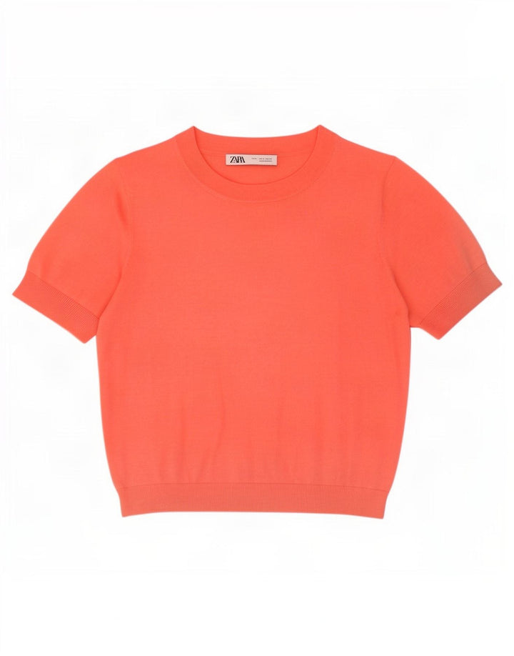 Zara Γυναικεία Μπλούζα Crop Top UK 10 Small Orange