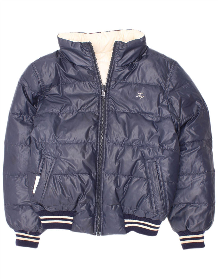 Fay Boys Hooded Reversible Jacket 7-8 Years Navy Blue ριγέ