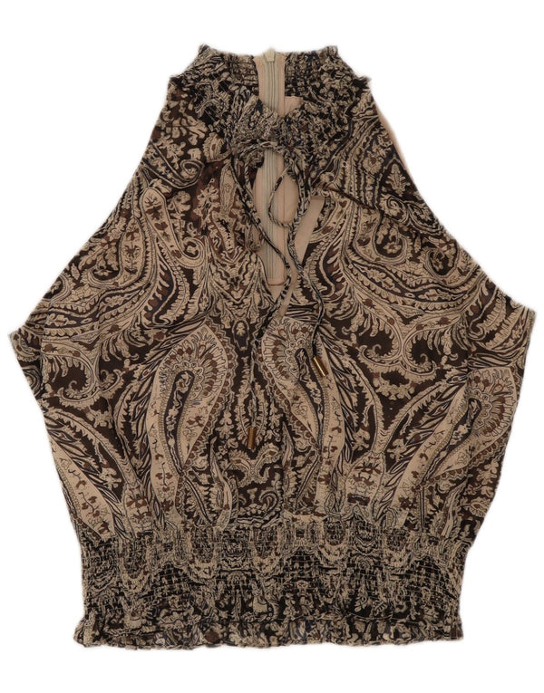 Karen Millen Γυναικεία Αμάνικη Μπλούζα Τοπ UK 12 Medium Brown Paisley