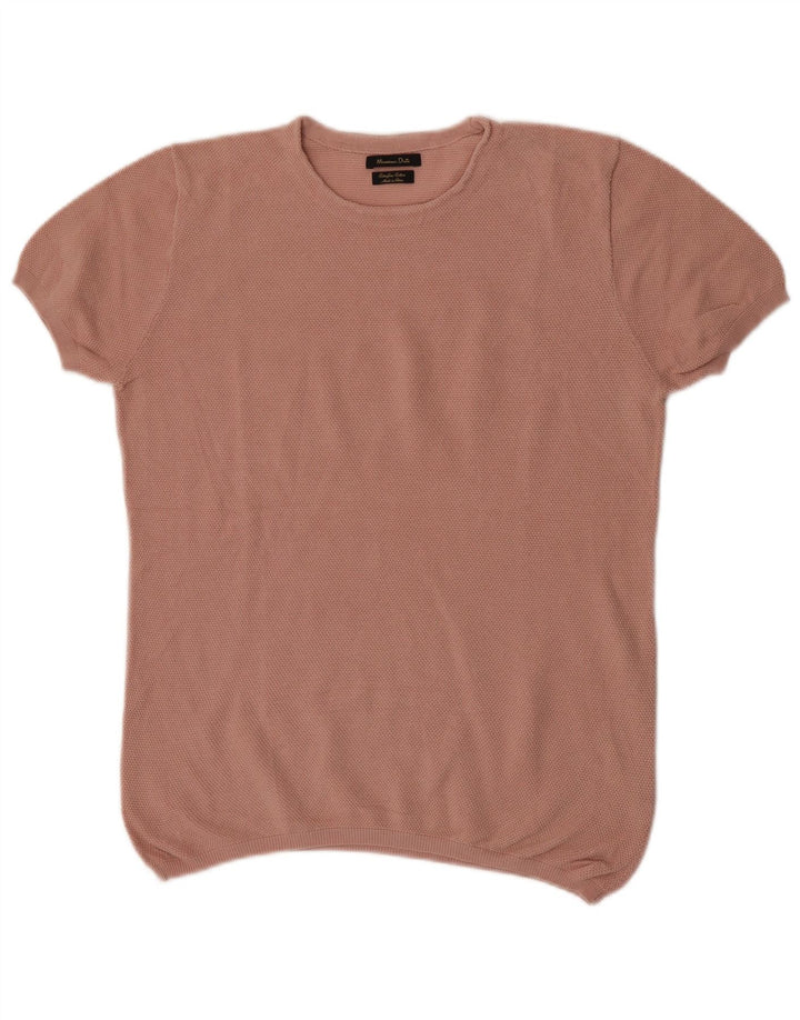 Massimo Dutti Γυναικεία Μπλούζα Top UK 16 Large Pink Cotton