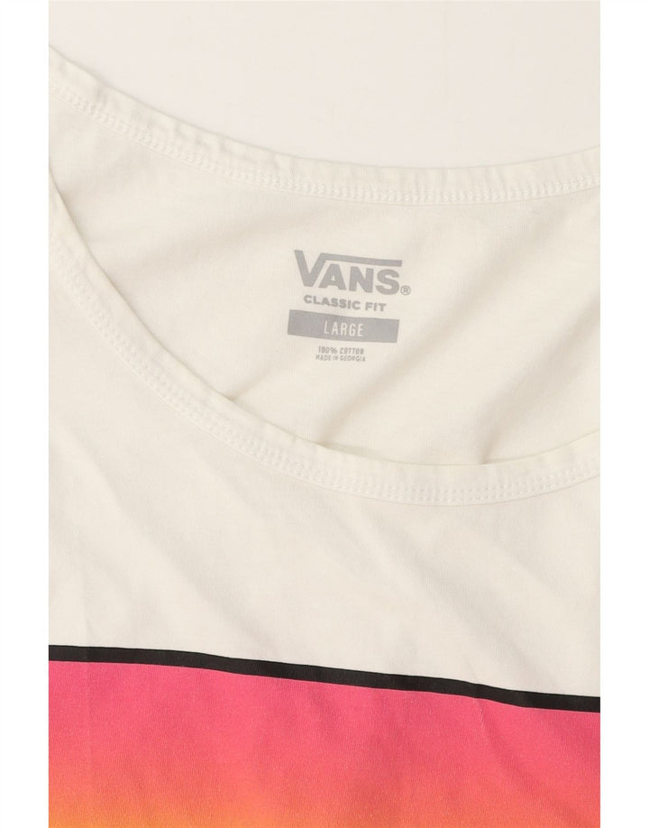Vans Mens Classic Fit Γραφικό Γιλέκο Μπλουζάκι μεγάλο λευκό βαμβακερό
