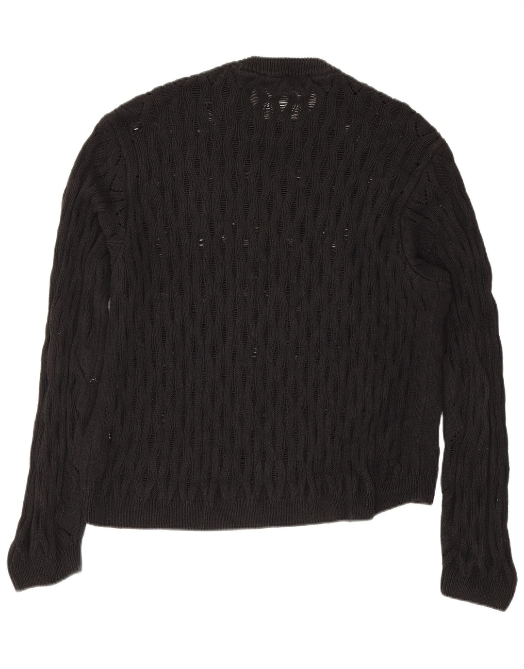 Ανδρικό πουλόβερ Zara Crew Neck Jumper Μεγάλο μαύρο βαμβακερό