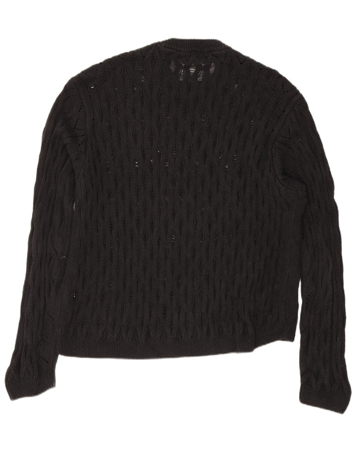 Ανδρικό πουλόβερ Zara Crew Neck Jumper Μεγάλο μαύρο βαμβακερό