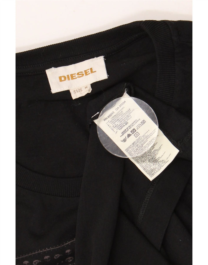 Ανδρικό γραφικό T-Shirt DIESEL Top Μεσαίο μαύρο βαμβακερό