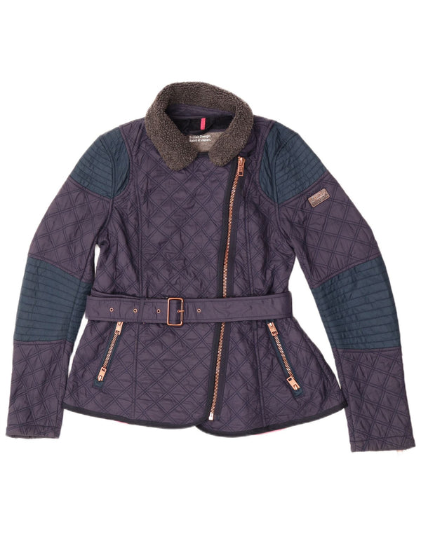 Superdry γυναικείο καπιτονέ μπουφάν UK 14 Medium Navy Blue Colorblock Nylon