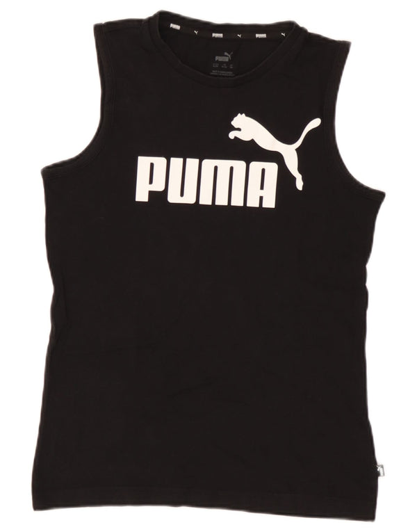 Puma Boys Graphic Vest Top 13-14 Years Μαύρο Βαμβακερό