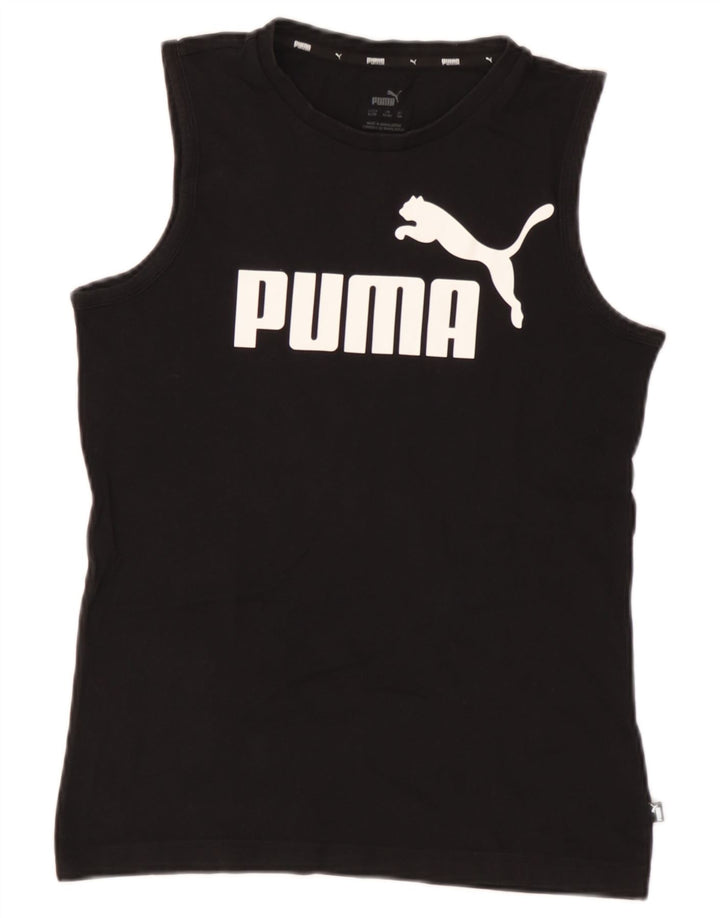 Puma Boys Graphic Vest Top 13-14 Years Μαύρο Βαμβακερό