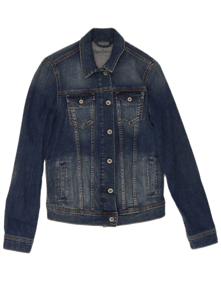PEPE Jeans Γυναικείο Τζιν Μπουφάν UK 10 Small Navy Blue Cotton