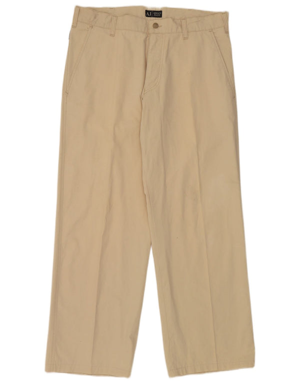 Armani Ανδρικό ίσιο παντελόνι Chino UK 40 μεγάλο W34 L29 Μπεζ βαμβακερό