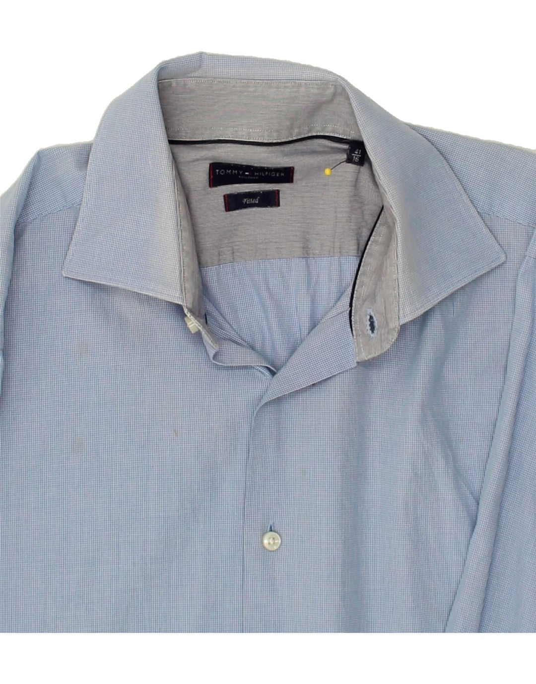 TOMMY HILFIGER Mens Fitted Shirt Size 41 16 Large Blue Check Cotton Vintage Tommy Hilfiger and Second-Hand Tommy Hilfiger from Messina Hembry 