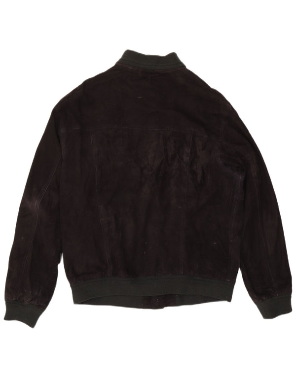 Vintage Ανδρικό Suede Bomber Jacket IT 50 Large Black Leather