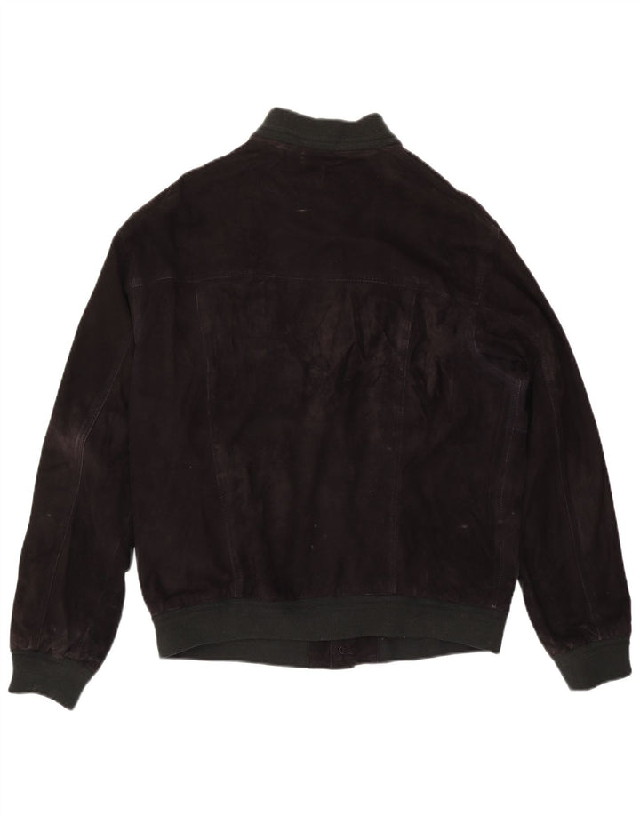 Vintage Ανδρικό Suede Bomber Jacket IT 50 Large Black Leather