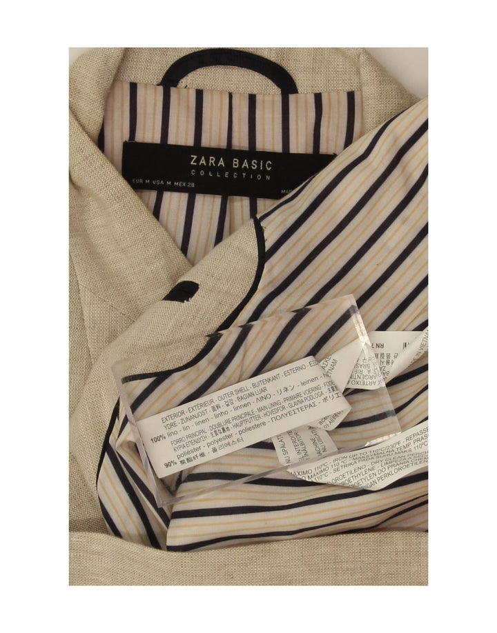ZARA Womens 1 Button Blazer Jacket UK 12 Medium Beige Linen Vintage Zara and Second-Hand Zara from Messina Hembry 