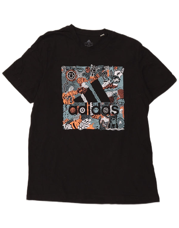 Adidas Mens Graphic T-Shirt Top XL Black Cotton