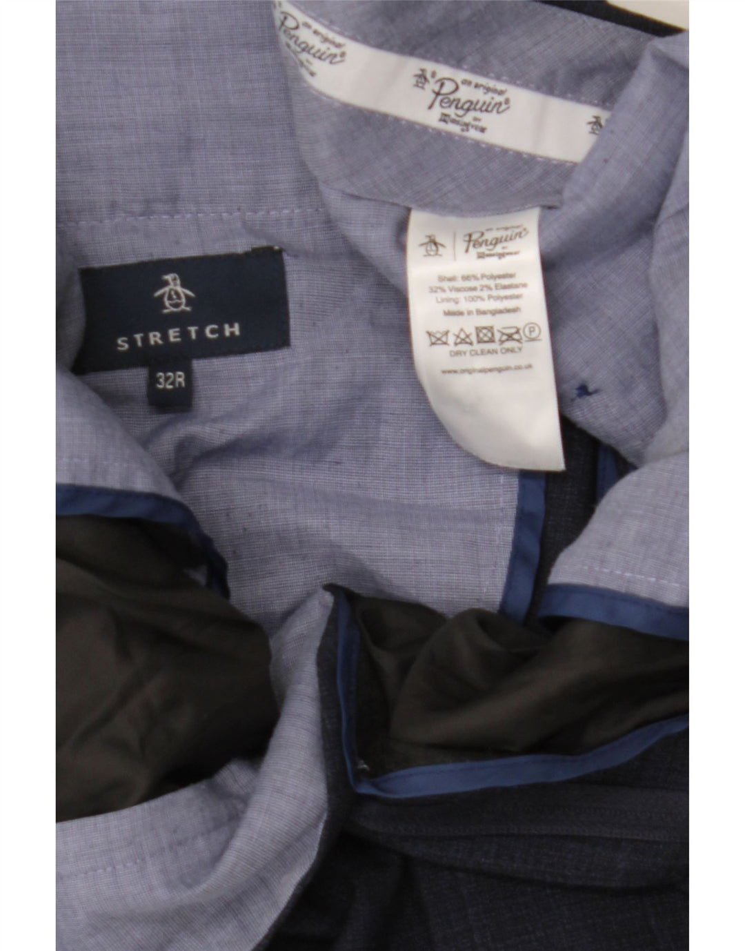 Ανδρικό παντελόνι Penguin Slim Suit W32 L30 Navy Blue Check Polyester