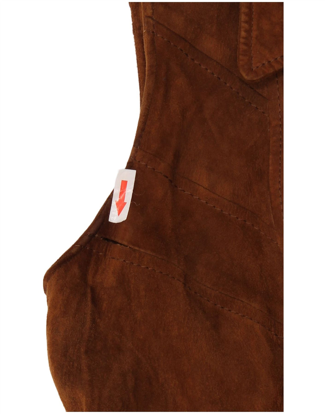 Vintage Γυναικείο Καστόρι Αμάνικο Πανωφόρι IT 46 Δερμάτινο Μεγάλο Καφέ