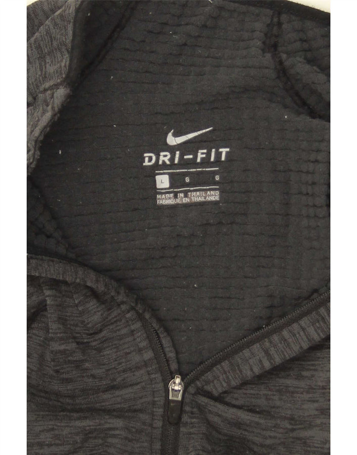 Ανδρική μπλούζα με φερμουάρ Nike Dri Fit Μακρύ μανίκι με μεγάλο γκρι φλιτζάνι