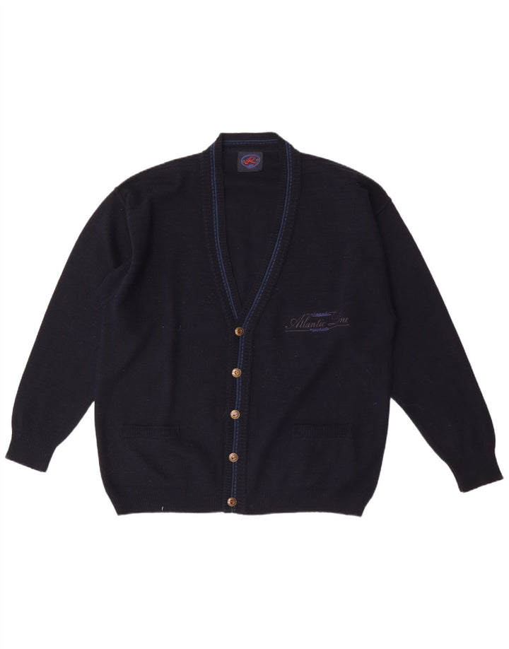 Ανδρικό vintage γραφικό ζακέτα XL Μαλλί Navy Blue