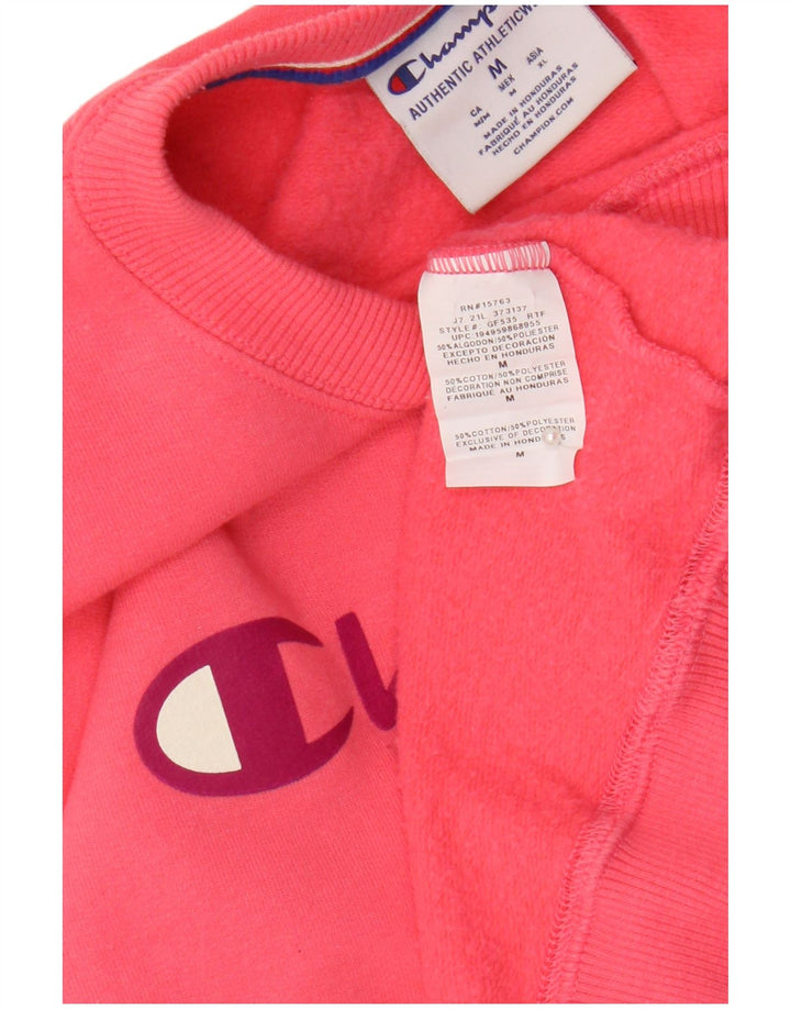 Champion Womens Graphic Oversized Φούτερ Jumper UK 14 Medium Pink